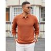 imageCOOFANDY Mens Knit Polo Sweater Long Sleeve Casual Collared Quarter Button Golf Waffle Textured SweaterDark Brown