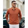 imageCOOFANDY Mens Knit Polo Sweater Long Sleeve Casual Collared Quarter Button Golf Waffle Textured SweaterDark Brown