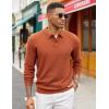 imageCOOFANDY Mens Knit Polo Sweater Long Sleeve Casual Collared Quarter Button Golf Waffle Textured SweaterDark Brown