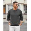 imageCOOFANDY Mens Knit Polo Sweater Long Sleeve Casual Collared Quarter Button Golf Waffle Textured SweaterDark Gray