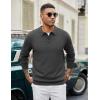 imageCOOFANDY Mens Knit Polo Sweater Long Sleeve Casual Collared Quarter Button Golf Waffle Textured SweaterDark Gray