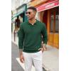 imageCOOFANDY Mens Knit Polo Sweater Long Sleeve Casual Collared Quarter Button Golf Waffle Textured SweaterDark Green