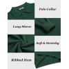 imageCOOFANDY Mens Knit Polo Sweater Long Sleeve Casual Collared Quarter Button Golf Waffle Textured SweaterDark Green