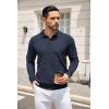 imageCOOFANDY Mens Knit Polo Sweater Long Sleeve Casual Collared Quarter Button Golf Waffle Textured SweaterDark Navy Blue