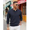 imageCOOFANDY Mens Knit Polo Sweater Long Sleeve Casual Collared Quarter Button Golf Waffle Textured SweaterDark Navy Blue1