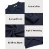 imageCOOFANDY Mens Knit Polo Sweater Long Sleeve Casual Collared Quarter Button Golf Waffle Textured SweaterDark Navy Blue1