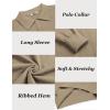 imageCOOFANDY Mens Knit Polo Sweater Long Sleeve Casual Collared Quarter Button Golf Waffle Textured SweaterKhaki1