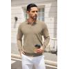 imageCOOFANDY Mens Knit Polo Sweater Long Sleeve Casual Collared Quarter Button Golf Waffle Textured SweaterKhaki1
