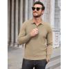 imageCOOFANDY Mens Knit Polo Sweater Long Sleeve Casual Collared Quarter Button Golf Waffle Textured SweaterKhaki1