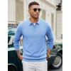 imageCOOFANDY Mens Knit Polo Sweater Long Sleeve Casual Collared Quarter Button Golf Waffle Textured SweaterLight Blue