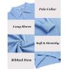 imageCOOFANDY Mens Knit Polo Sweater Long Sleeve Casual Collared Quarter Button Golf Waffle Textured SweaterLight Blue