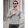 imageCOOFANDY Mens Knit Polo Sweater Long Sleeve Casual Collared Quarter Button Golf Waffle Textured SweaterLight Grey