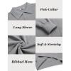 imageCOOFANDY Mens Knit Polo Sweater Long Sleeve Casual Collared Quarter Button Golf Waffle Textured SweaterLight Grey