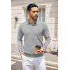 imageCOOFANDY Mens Knit Polo Sweater Long Sleeve Casual Collared Quarter Button Golf Waffle Textured SweaterLight Grey