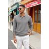 imageCOOFANDY Mens Knit Polo Sweater Long Sleeve Casual Collared Quarter Button Golf Waffle Textured SweaterMedium Grey