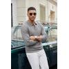 imageCOOFANDY Mens Knit Polo Sweater Long Sleeve Casual Collared Quarter Button Golf Waffle Textured SweaterMedium Grey