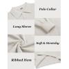 imageCOOFANDY Mens Knit Polo Sweater Long Sleeve Casual Collared Quarter Button Golf Waffle Textured SweaterWhite