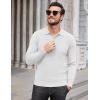 imageCOOFANDY Mens Knit Polo Sweater Long Sleeve Casual Collared Quarter Button Golf Waffle Textured SweaterWhite