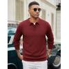 imageCOOFANDY Mens Knit Polo Sweater Long Sleeve Casual Collared Quarter Button Golf Waffle Textured SweaterWine Red