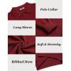 imageCOOFANDY Mens Knit Polo Sweater Long Sleeve Casual Collared Quarter Button Golf Waffle Textured SweaterWine Red