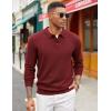 imageCOOFANDY Mens Knit Polo Sweater Long Sleeve Casual Collared Quarter Button Golf Waffle Textured SweaterWine Red