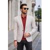 imageCOOFANDY Mens Knit Polo Sweater Long Sleeve Casual Collared Quarter Button Golf Waffle Textured SweaterWine Red