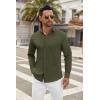 imageCOOFANDY Mens Long Sleeve Button Down Shirts Casual Untucked Dress Shirt Beach Wedding ShirtsArmy Green