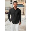 imageCOOFANDY Mens Long Sleeve Button Down Shirts Casual Untucked Dress Shirt Beach Wedding ShirtsBlack