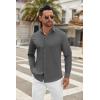 imageCOOFANDY Mens Long Sleeve Button Down Shirts Casual Untucked Dress Shirt Beach Wedding ShirtsDark Gray