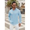 imageCOOFANDY Mens Long Sleeve Button Down Shirts Casual Untucked Dress Shirt Beach Wedding ShirtsLight Blue