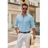 imageCOOFANDY Mens Long Sleeve Button Down Shirts Casual Untucked Dress Shirt Beach Wedding ShirtsLight Blue
