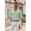 imageCOOFANDY Mens Long Sleeve Button Down Shirts Casual Untucked Dress Shirt Beach Wedding ShirtsLight Green