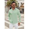 imageCOOFANDY Mens Long Sleeve Button Down Shirts Casual Untucked Dress Shirt Beach Wedding ShirtsLight Green