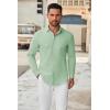 imageCOOFANDY Mens Long Sleeve Button Down Shirts Casual Untucked Dress Shirt Beach Wedding ShirtsLight Green