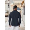 imageCOOFANDY Mens Long Sleeve Button Down Shirts Casual Untucked Dress Shirt Beach Wedding ShirtsNavy Blue