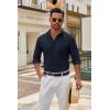 imageCOOFANDY Mens Long Sleeve Button Down Shirts Casual Untucked Dress Shirt Beach Wedding ShirtsNavy Blue