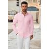 imageCOOFANDY Mens Long Sleeve Button Down Shirts Casual Untucked Dress Shirt Beach Wedding ShirtsPink
