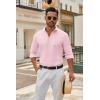 imageCOOFANDY Mens Long Sleeve Button Down Shirts Casual Untucked Dress Shirt Beach Wedding ShirtsPink