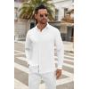 imageCOOFANDY Mens Long Sleeve Button Down Shirts Casual Untucked Dress Shirt Beach Wedding ShirtsWhite