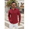 imageCOOFANDY Mens Long Sleeve Button Down Shirts Casual Untucked Dress Shirt Beach Wedding ShirtsWine Red