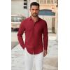imageCOOFANDY Mens Long Sleeve Button Down Shirts Casual Untucked Dress Shirt Beach Wedding ShirtsWine Red