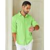 imageCOOFANDY Mens Long Sleeve Wrinkle Free Shirts Casual Button Down Shirt Stretch Dress ShirtLight Green