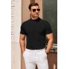 imageCOOFANDY Mens Mock Turtleneck Sweater Short Sleeve Slim Fit Turtle Neck Sweaters Casual Basic Tee Ribbed Knit Pullover TopsAblack