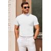 imageCOOFANDY Mens Mock Turtleneck Sweater Short Sleeve Slim Fit Turtle Neck Sweaters Casual Basic Tee Ribbed Knit Pullover TopsAwhite