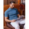 imageCOOFANDY Mens Mock Turtleneck Sweater Short Sleeve Slim Fit Turtle Neck Sweaters Casual Basic Tee Ribbed Knit Pullover TopsBlue
