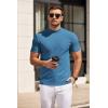 imageCOOFANDY Mens Mock Turtleneck Sweater Short Sleeve Slim Fit Turtle Neck Sweaters Casual Basic Tee Ribbed Knit Pullover TopsBlue