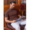 imageCOOFANDY Mens Mock Turtleneck Sweater Short Sleeve Slim Fit Turtle Neck Sweaters Casual Basic Tee Ribbed Knit Pullover TopsBrown