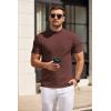 imageCOOFANDY Mens Mock Turtleneck Sweater Short Sleeve Slim Fit Turtle Neck Sweaters Casual Basic Tee Ribbed Knit Pullover TopsBrown
