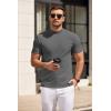 imageCOOFANDY Mens Mock Turtleneck Sweater Short Sleeve Slim Fit Turtle Neck Sweaters Casual Basic Tee Ribbed Knit Pullover TopsDark Grey