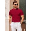 imageCOOFANDY Mens Mock Turtleneck Sweater Short Sleeve Slim Fit Turtle Neck Sweaters Casual Basic Tee Ribbed Knit Pullover TopsDark Red